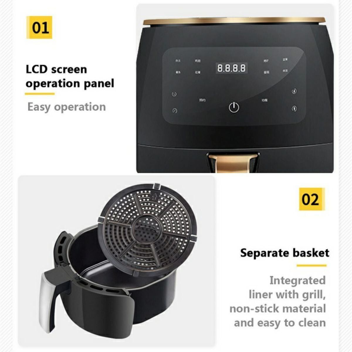 6L Digital Roaster Air Fryer with Paper Liners - Black. Fry, Roast, and Bake all your favourite foods using up to 80% less fat