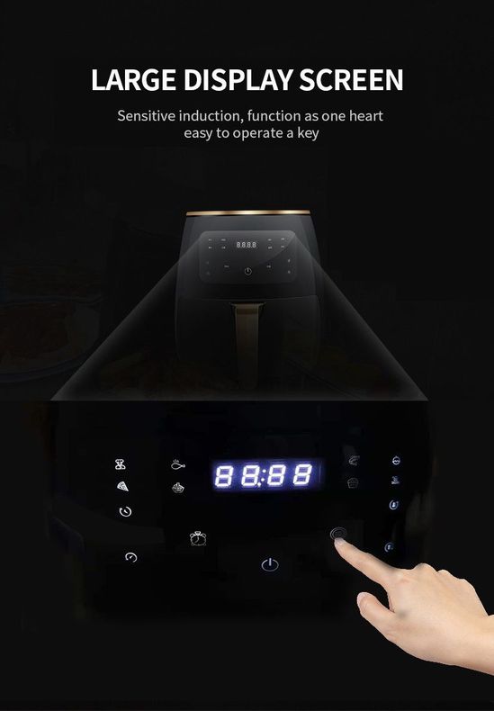 6L Digital Roaster Air Fryer with Paper Liners - Black. Fry, Roast, and Bake all your favourite foods using up to 80% less fat