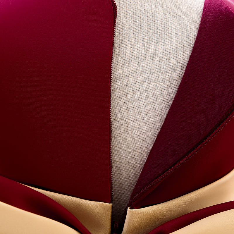Maroon And Gold Embroidered Special Occasions Ball Gown
