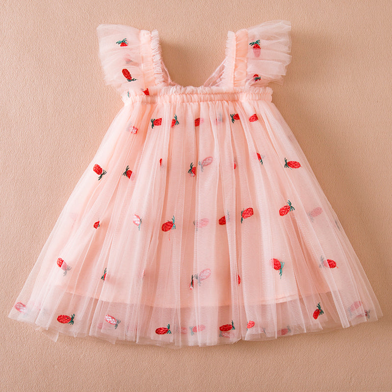 Berry  Butterfly Tulle Pink Dress