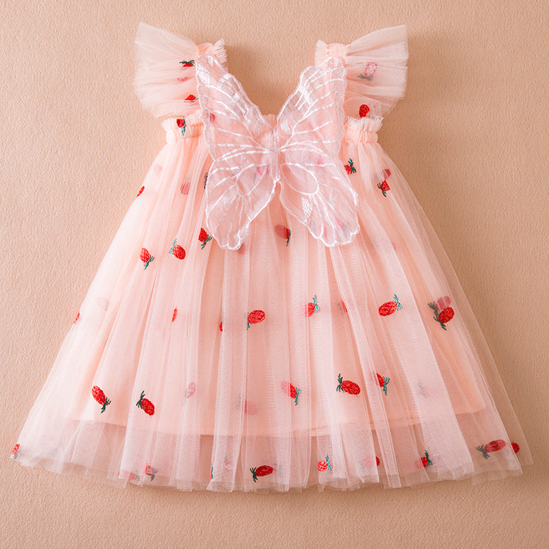 Berry  Butterfly Tulle Pink Dress