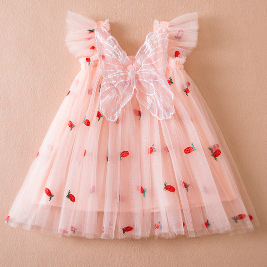 Berry  Butterfly Tulle Pink Dress