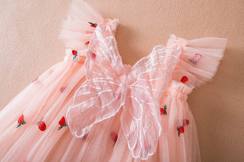 Berry  Butterfly Tulle Pink Dress