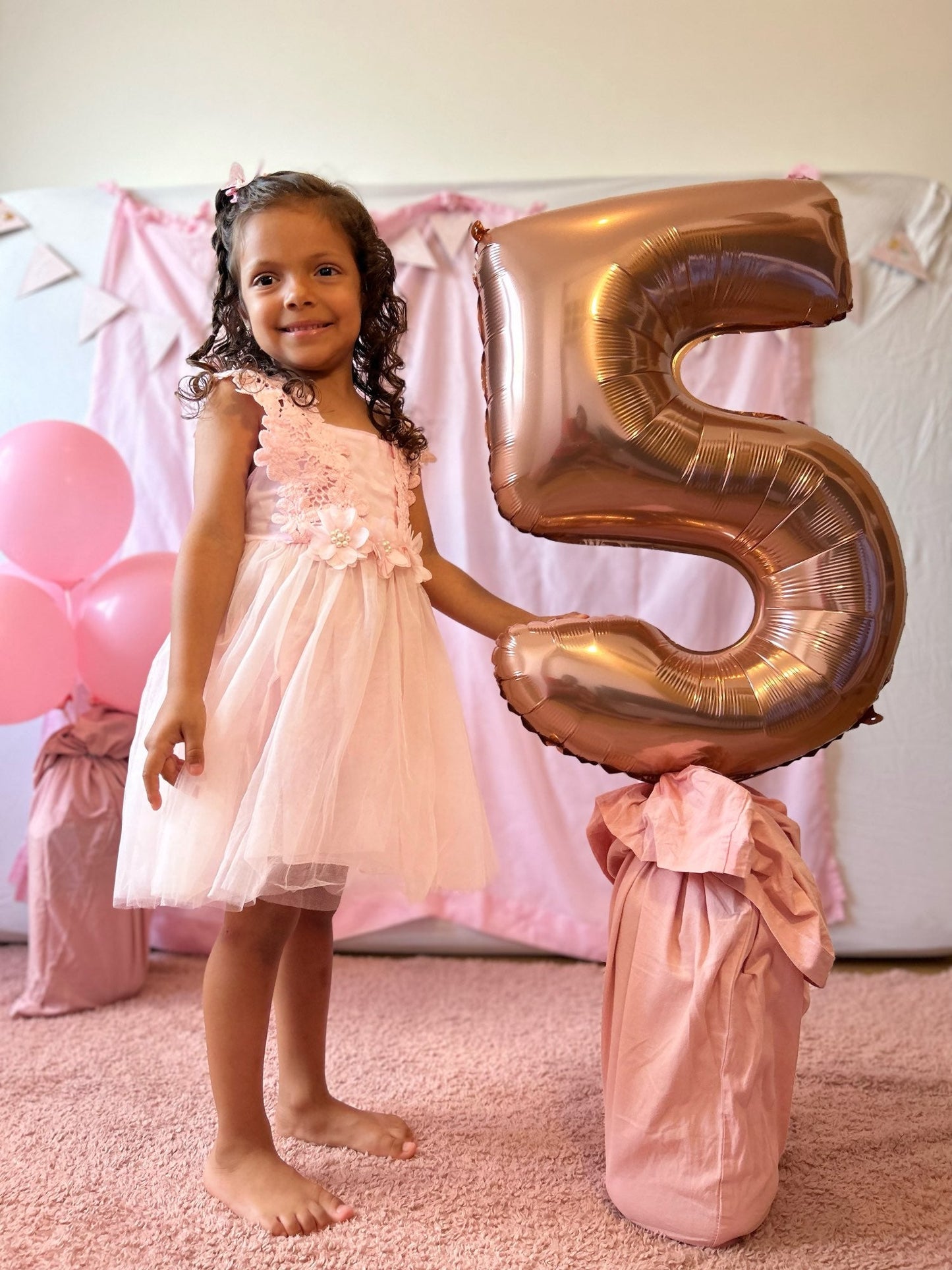 Pink Floral Dress with Lace 1000403