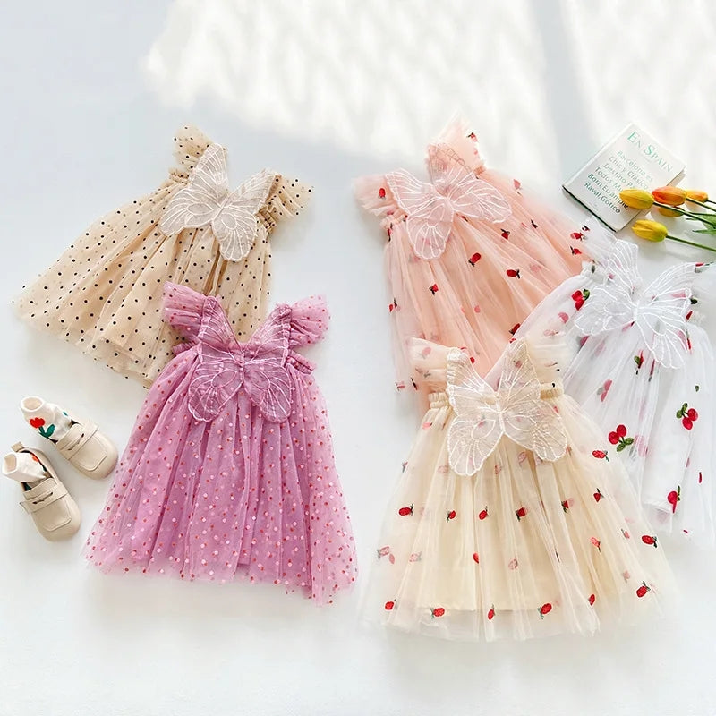 Berry  Butterfly Tulle Pink Dress