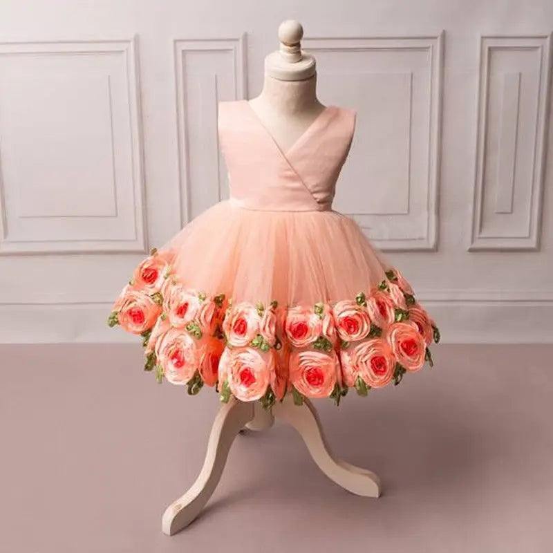 Pink Silk Rose Special Occasions Dress 