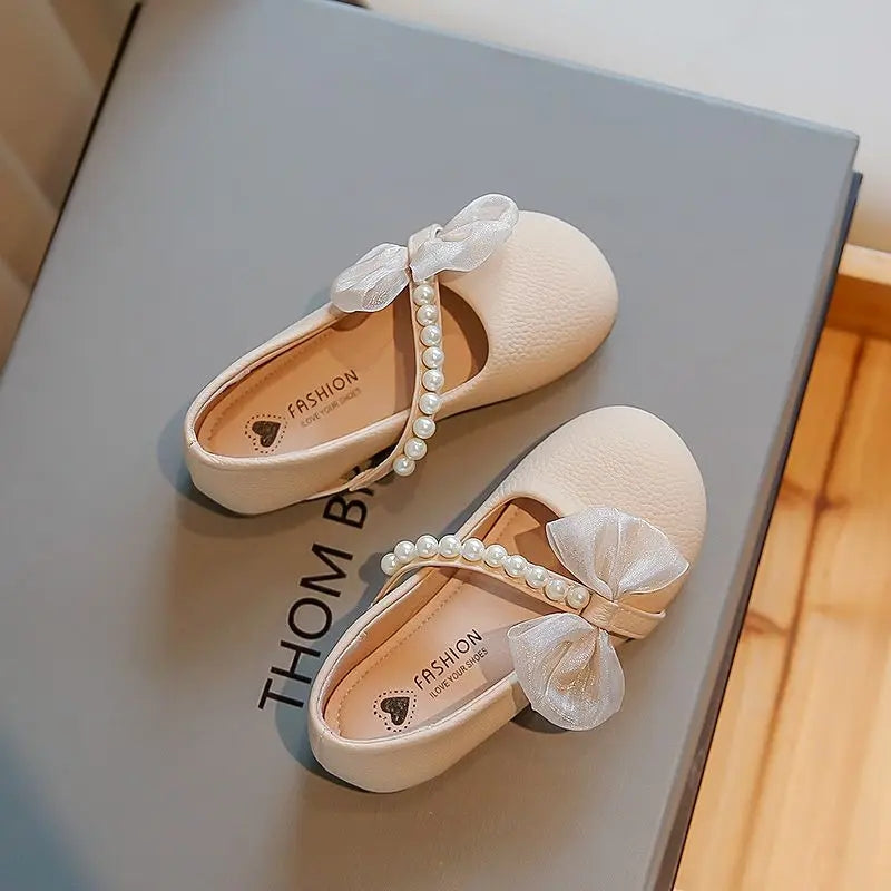 Pearl Bow Girls Party Dance Shoes Pink 300018