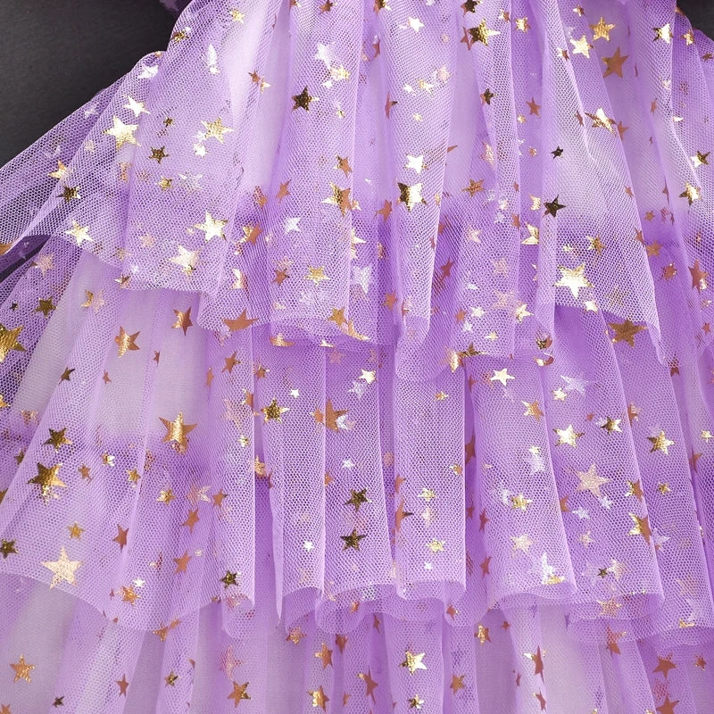 Purple Ruffle Star Tulle Dress 