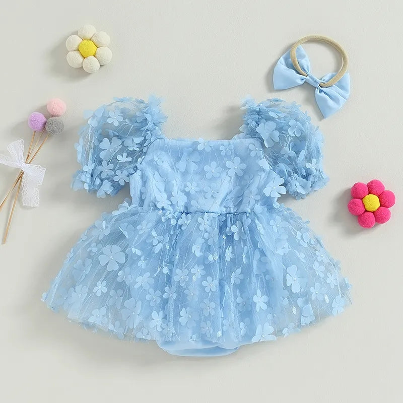 Floral Romper and Headband Blue #1000230