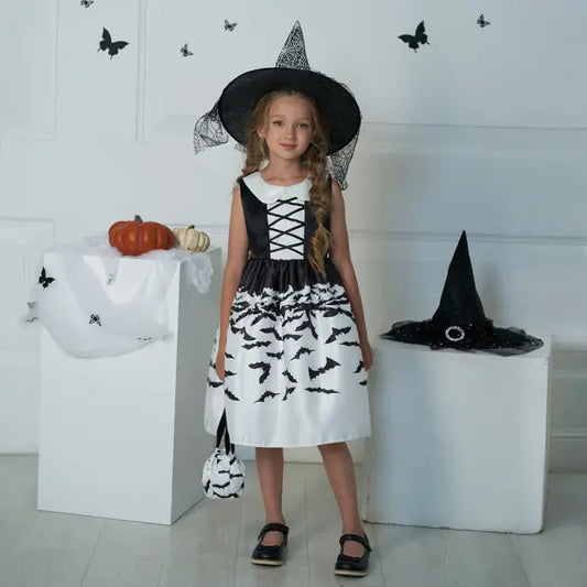 Halloween Black and White Dress with Bag #1000989