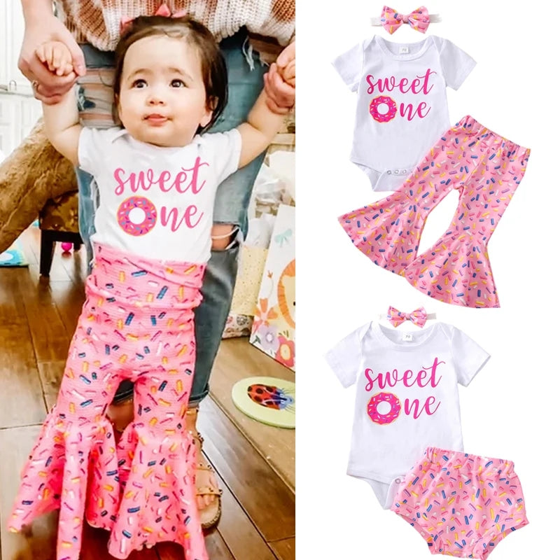 Two Sweet BIRTHDAY OUTFIT, Top, Belle Bottoms and Headband Doughnut #10020040