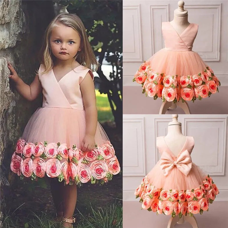 Pink Silk Rose Special Occasions Dress 