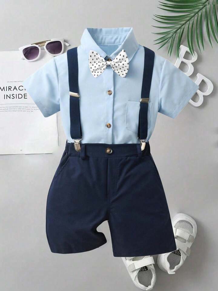 Navy Polka-dot 3PCS Gentleman Suit  200026