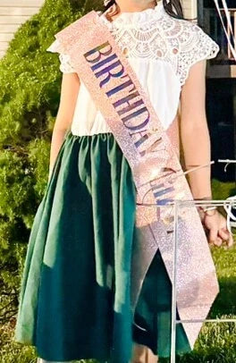 White Lace Forest Green Dress 1001150