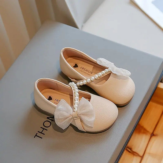 Pearl Bow Girls Party Dance Shoes Pink 300018