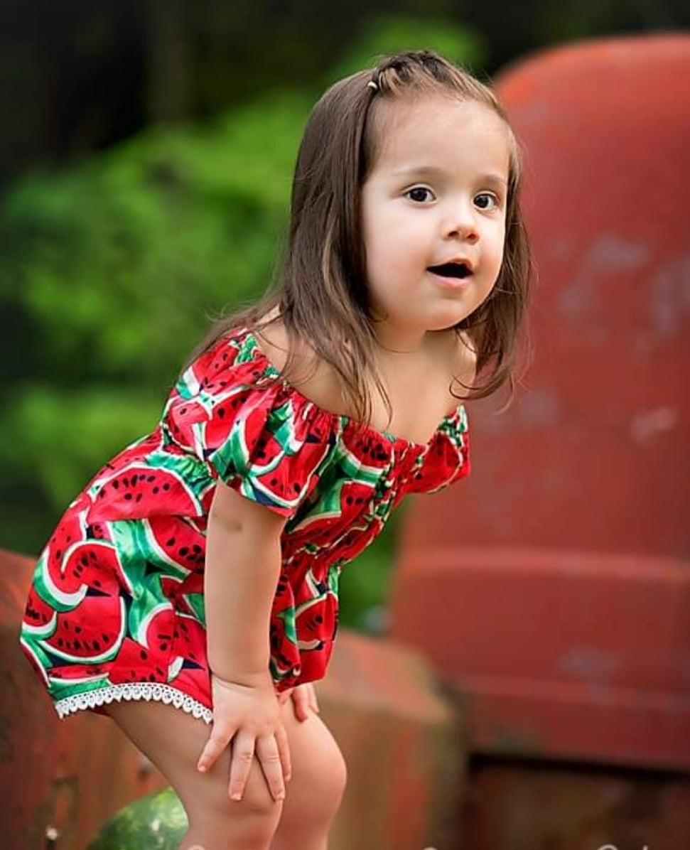 Watermelon Off or On the Shoulder Romper
