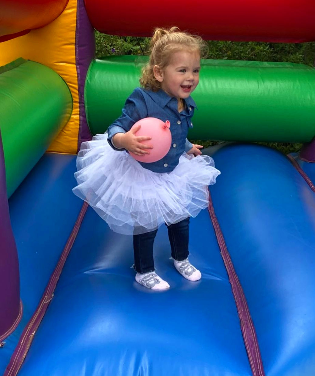 Denim Shirt, Headband and White Tutu #10007