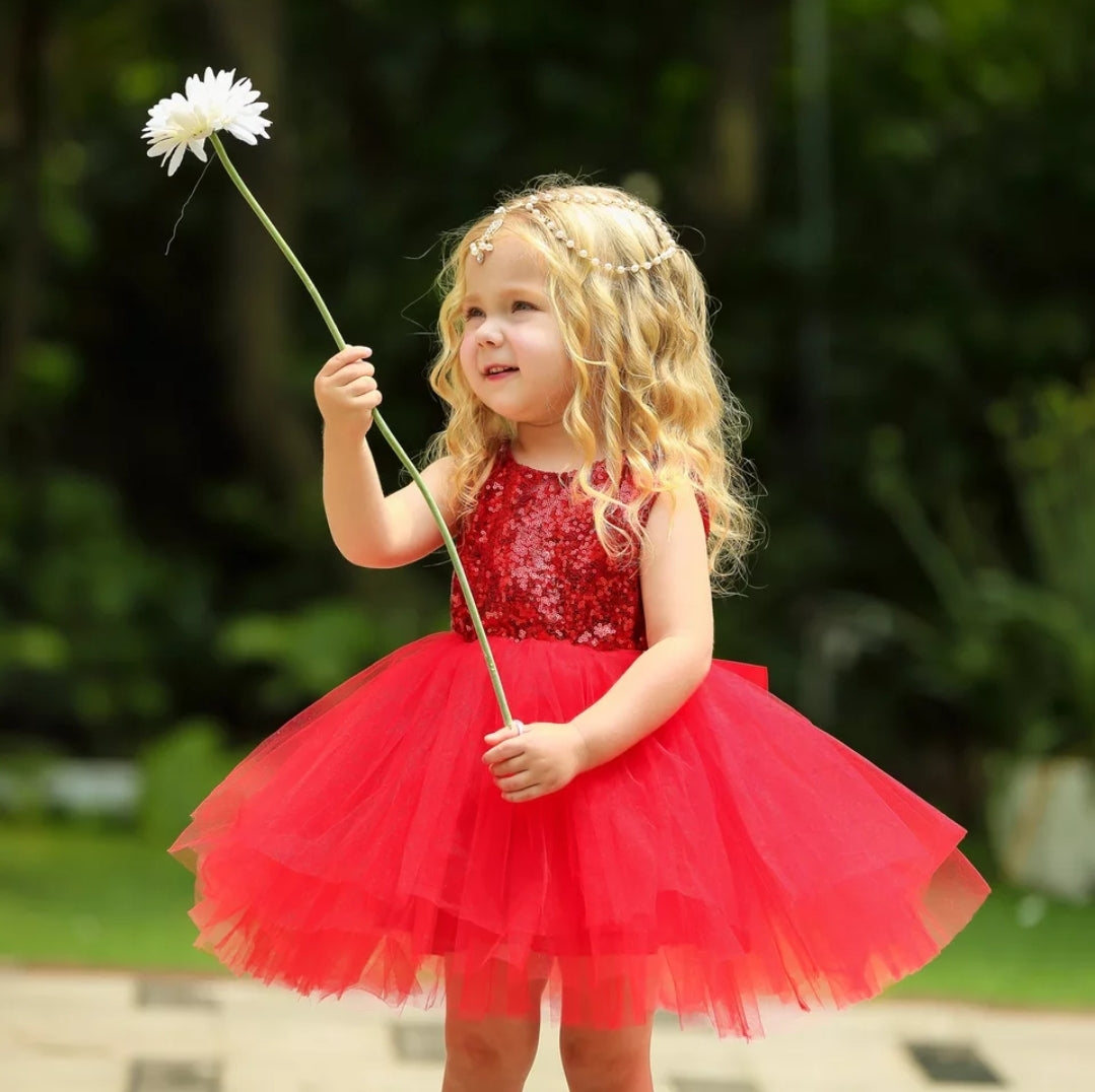 Red Sequins Tutu Dress