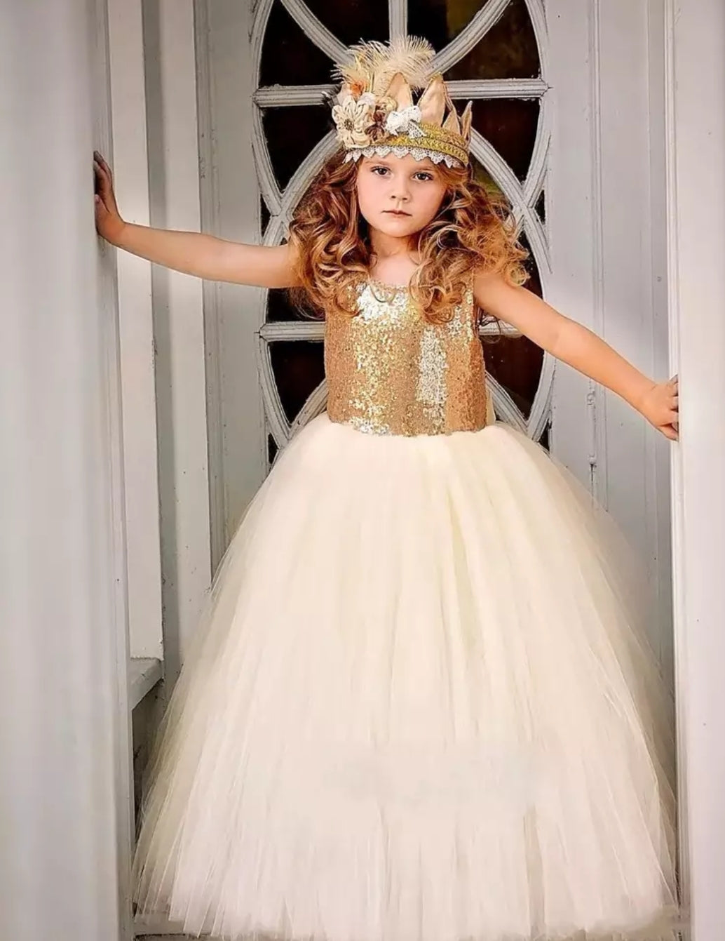 Gold Sequins and Champagne Dress #1000125
