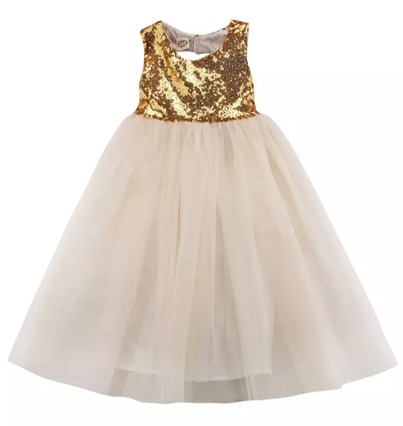 Gold Sequins and Champagne Dress