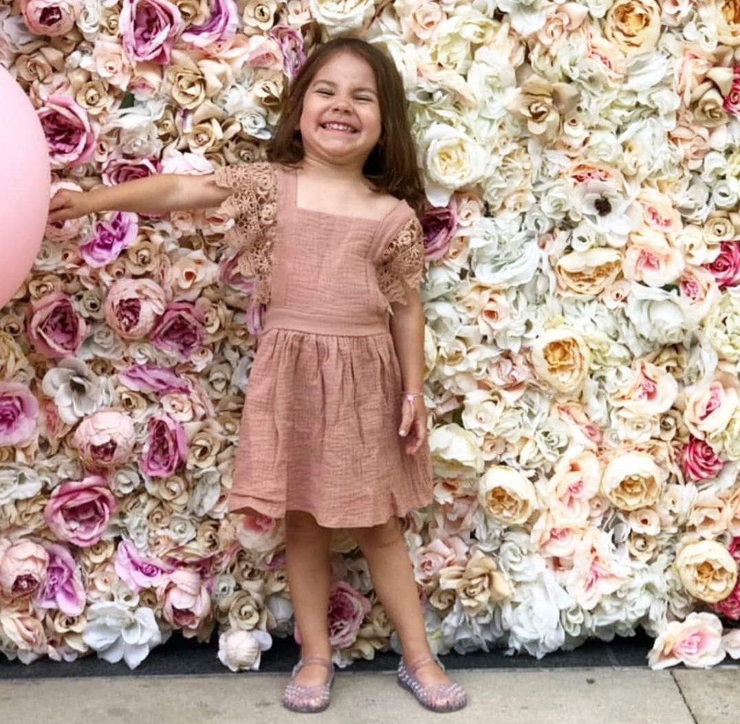 Rose Dawn Pink Lace Sleeve Dress