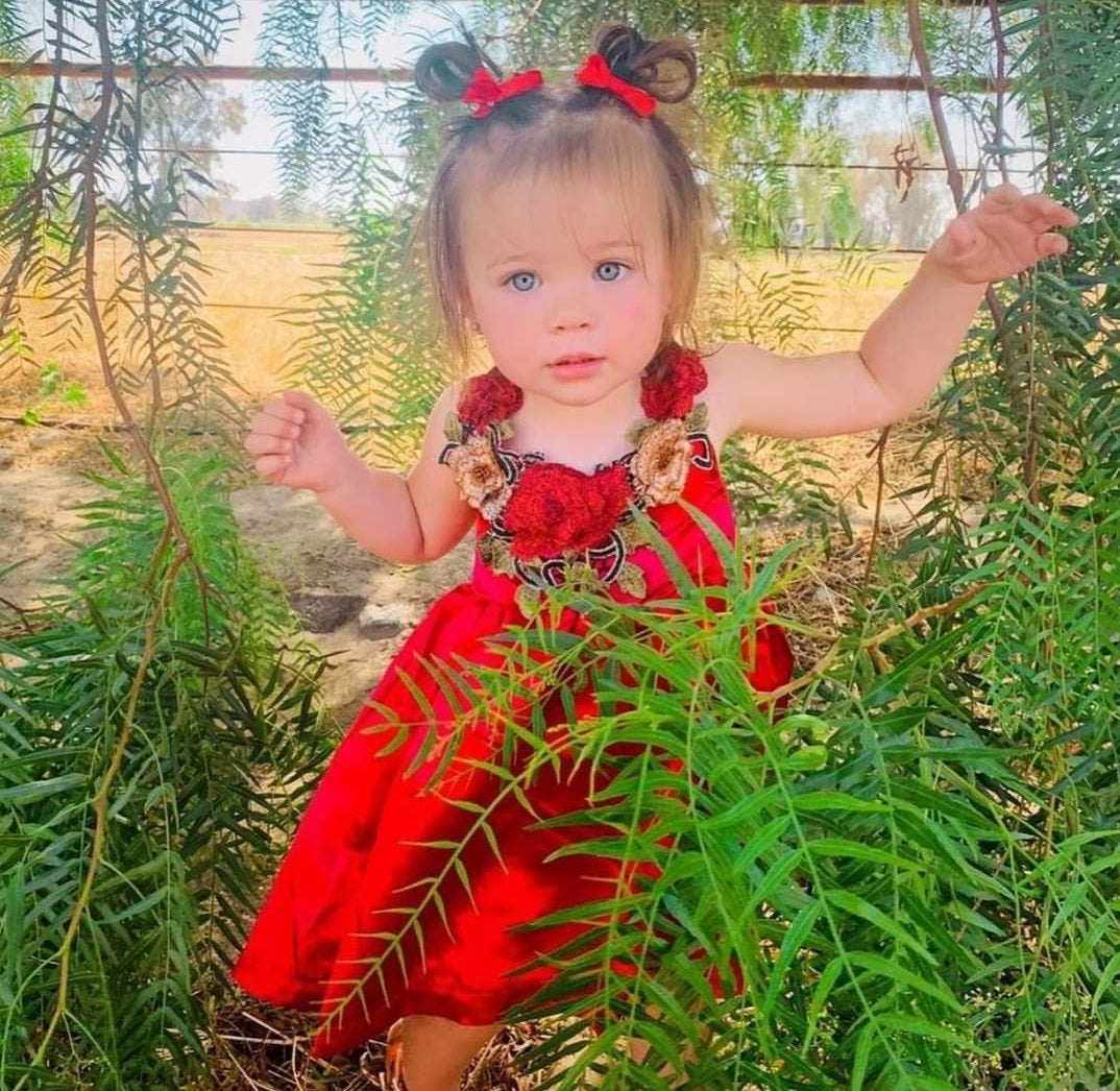 Red Silk Boho Rose Dress