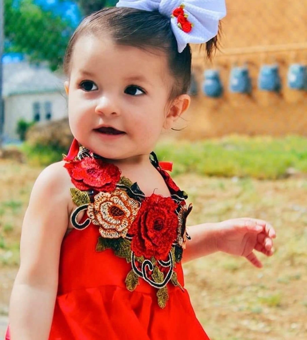 Red Silk Boho Rose Dress