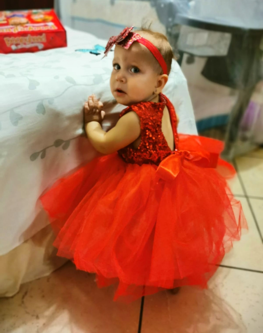 Red Sequins Tutu Dress