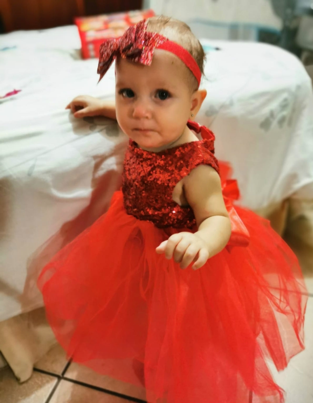 Red Sequins Tutu Dress