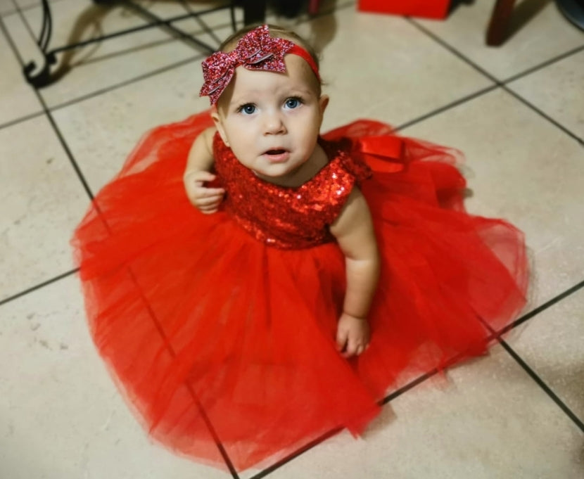 Red Sequins Tutu Dress