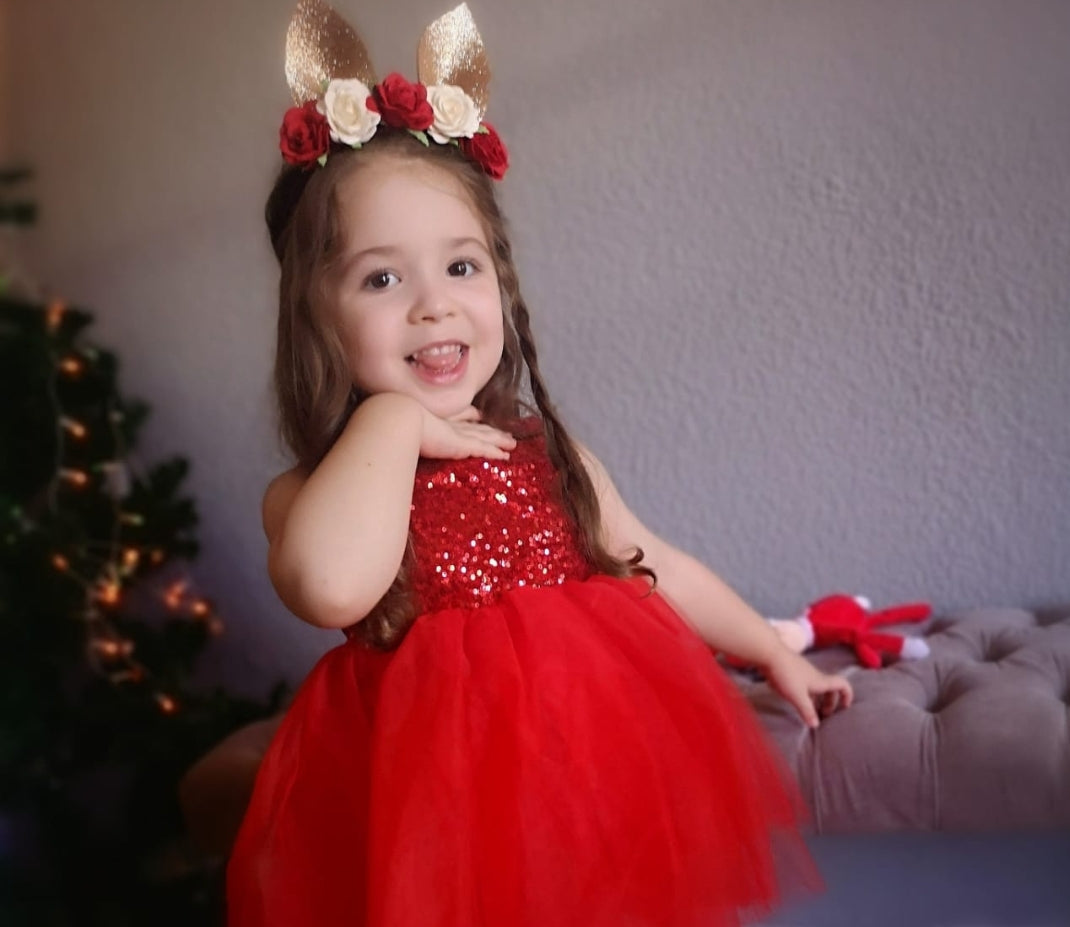 Red Sequins Tutu Dress