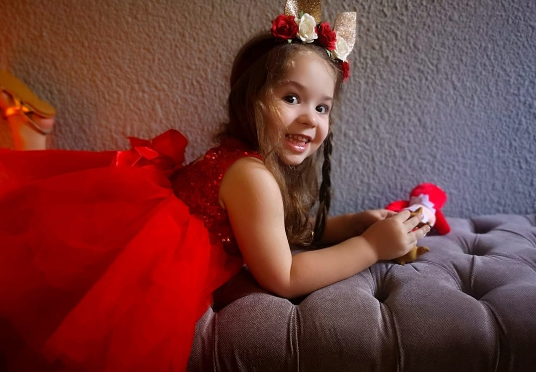 Red Sequins Tutu Dress