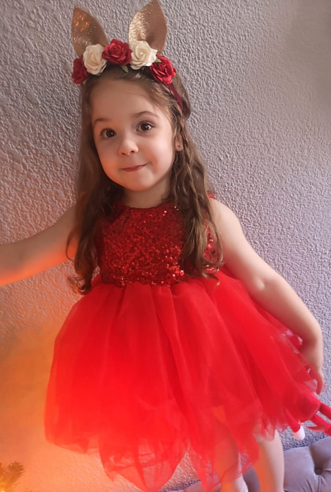 Red Sequins Tutu Dress