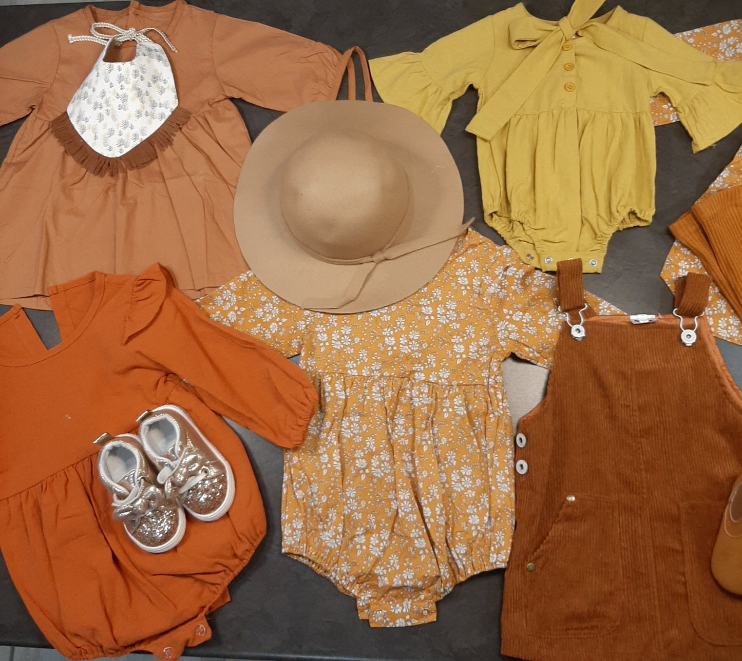 Mustard Floral Balloon Romper 100037