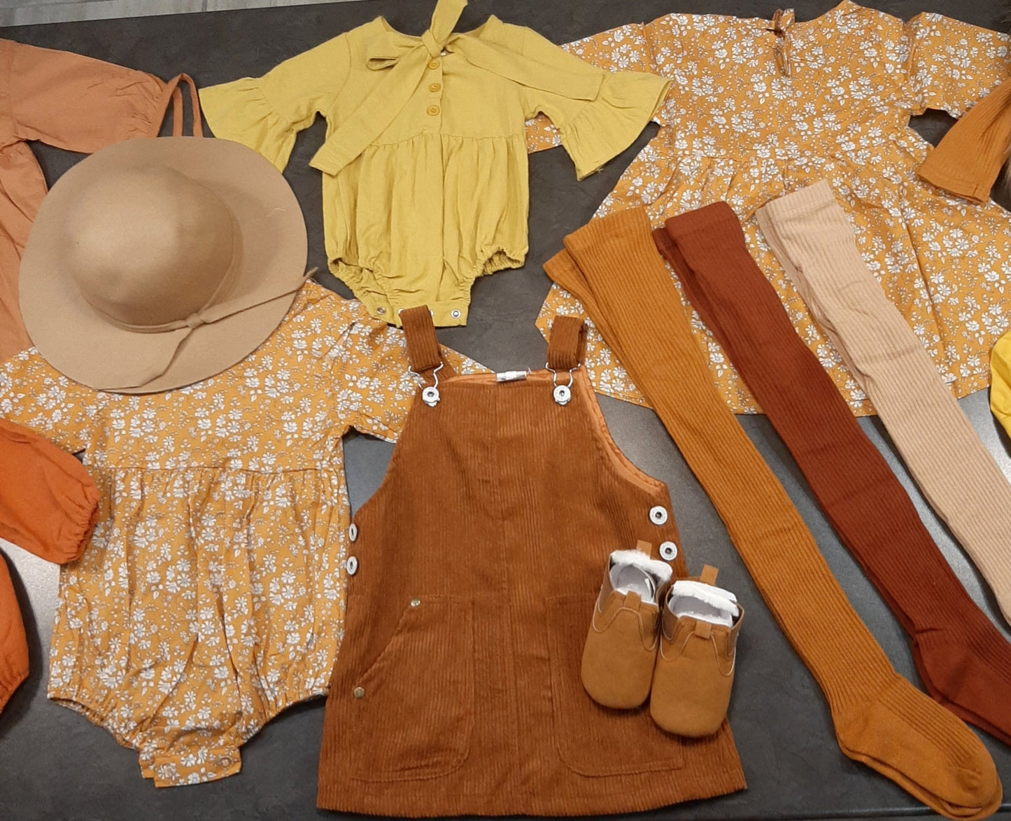 Mustard Floral Balloon Romper 100037