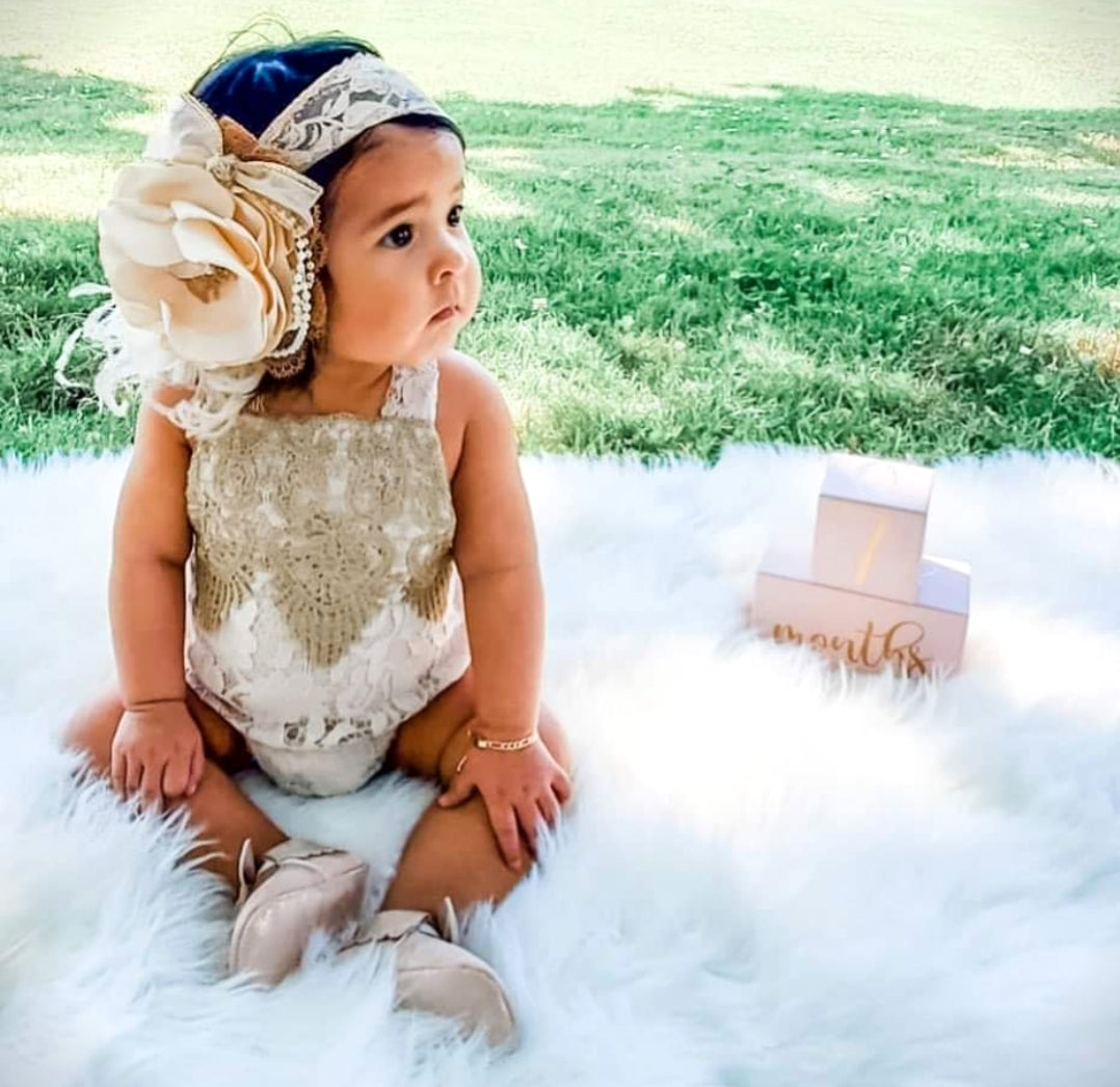 Lace Boho  Romper with Gold Detail 1000187