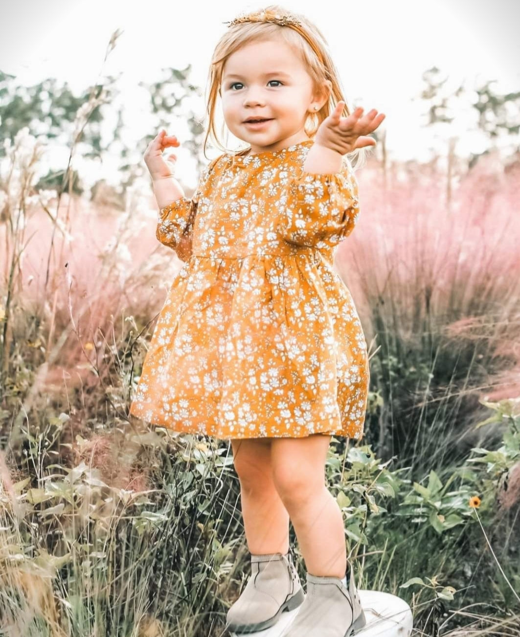 Mustard Floral Dess 100038