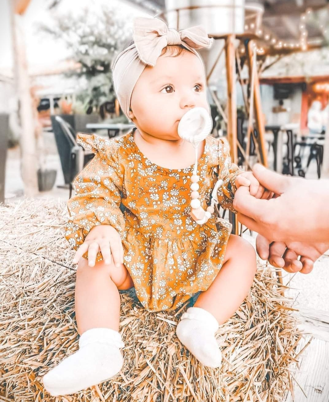Mustard Floral Balloon Romper