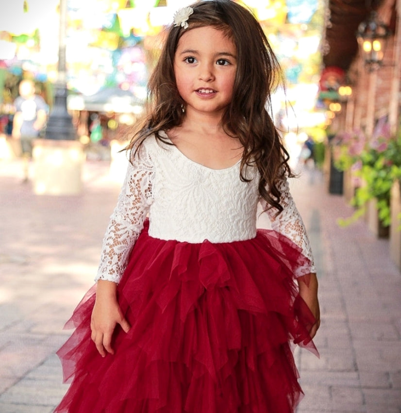 Long Sleeve Lace Red Wine Special Occasions Dress