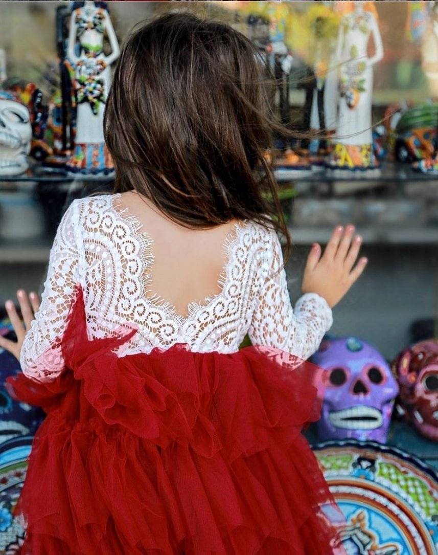 Long Sleeve Lace Red Wine Special Occasions Dress 1000273