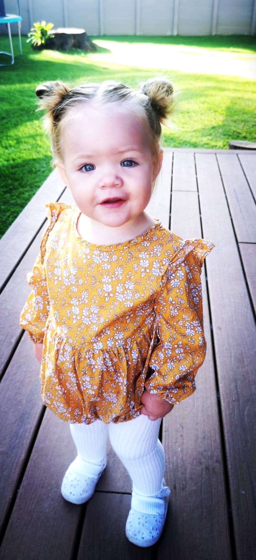 Mustard Floral Balloon Romper