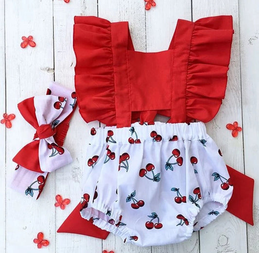 Cherry Ruffle Romper