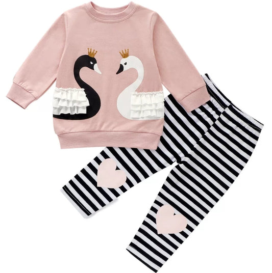 Swan Top and striped Legging 100089
