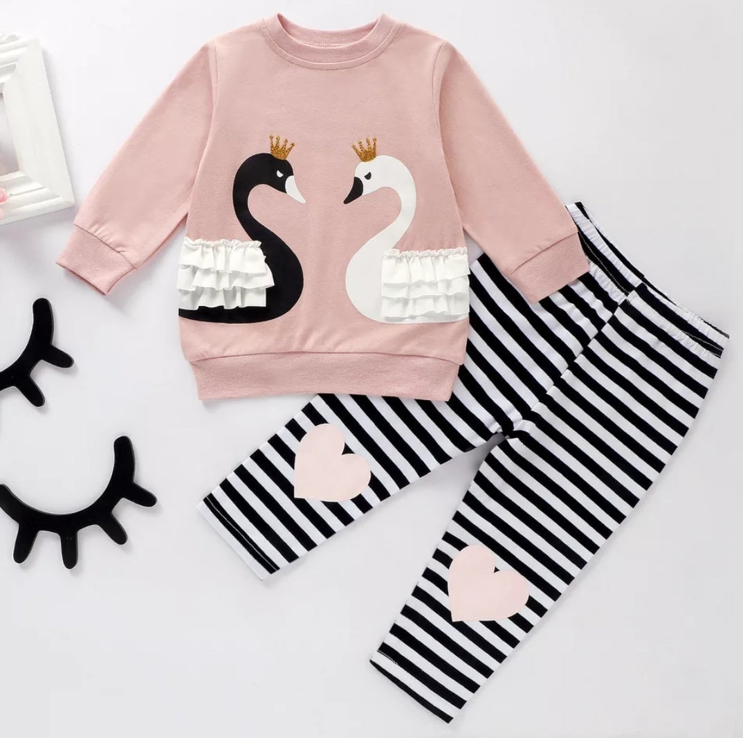 Swan Top and striped Legging