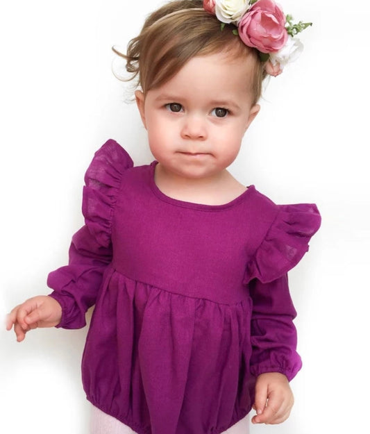 Plum Balloon Romper 100042