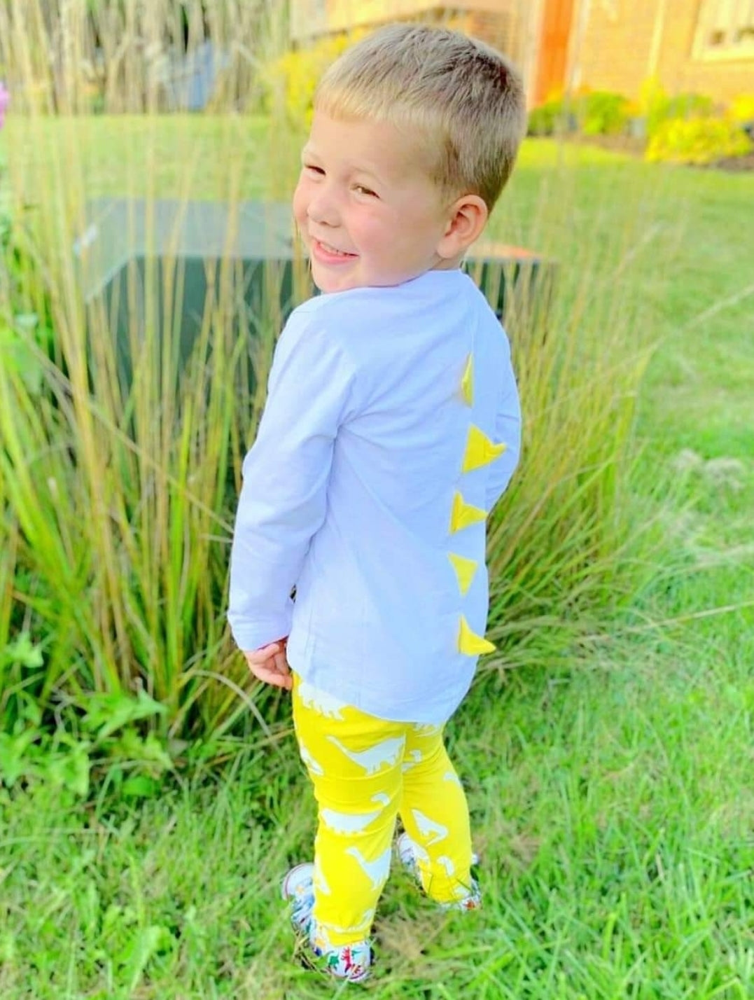 Yellow and White Dinosaur Tracksuit