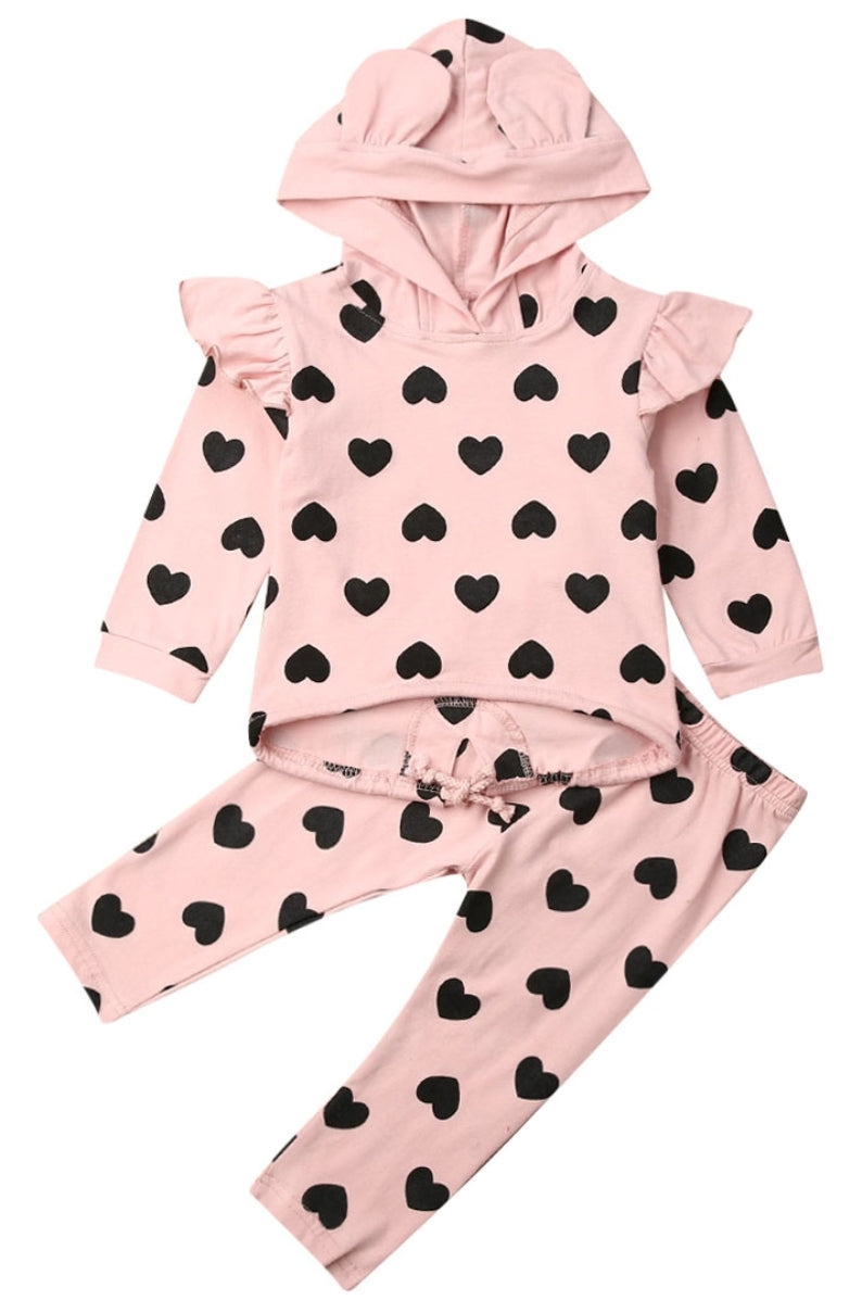 Pink Heart Hooded Tracksuit