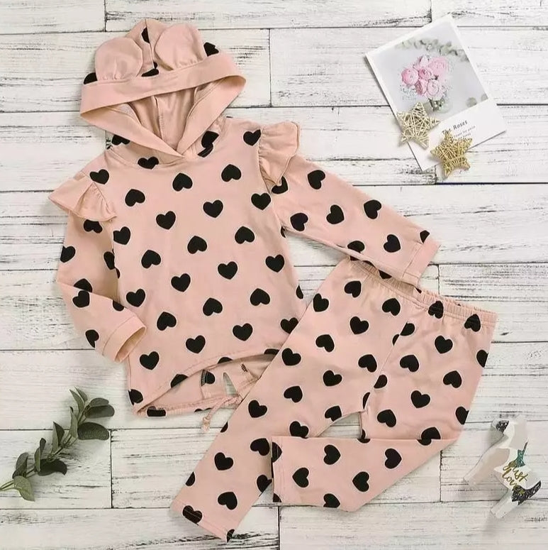 Pink Heart Hooded Tracksuit 1000301