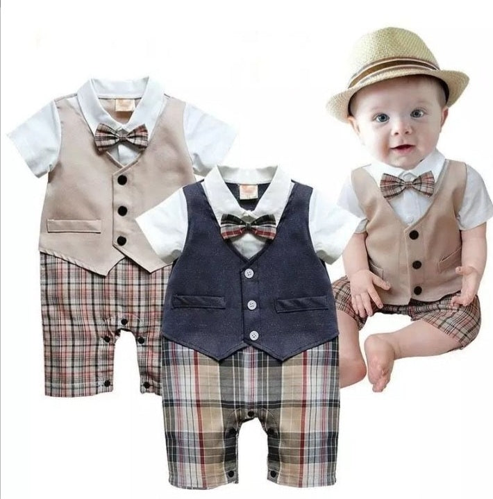 Camel and Checked, Gentleman Romper Jumpsuit