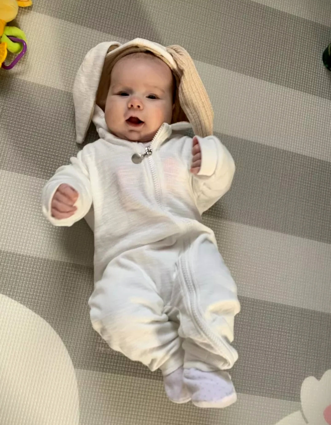 White Ribbed Bunny Onsie